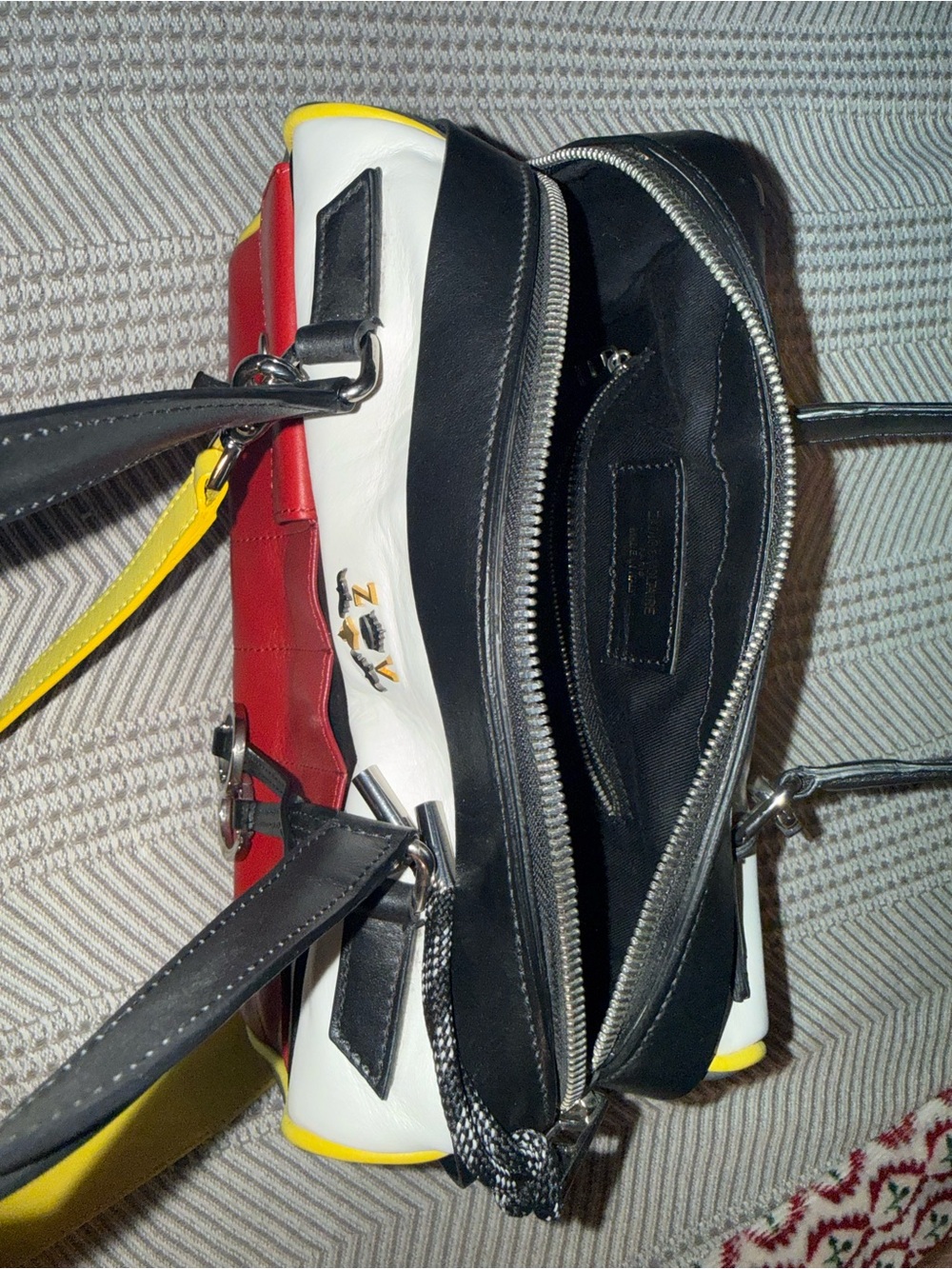 Zadig & Voltaire Colorblock Shoulder Bag in Red, White, Yellow & Black